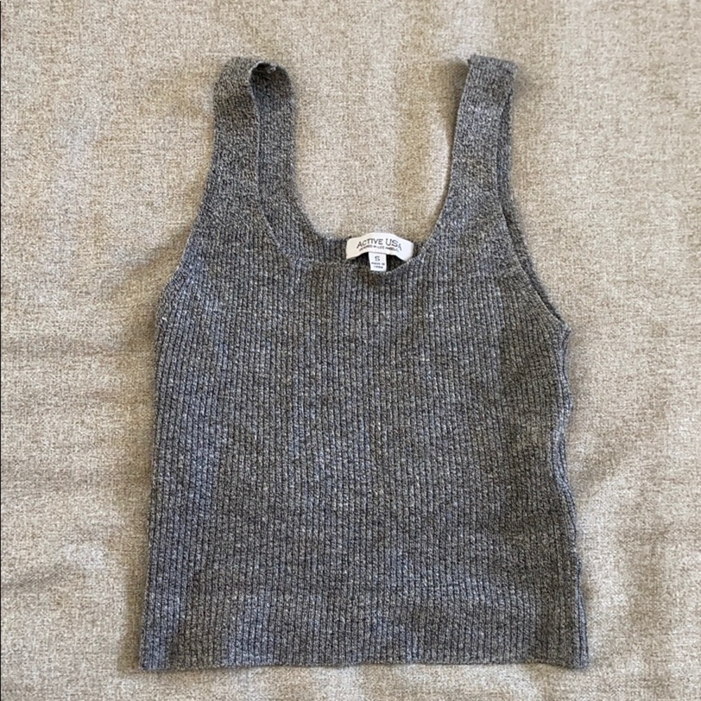 Gray active-wear crop top